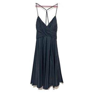 Zara Taffeta Strappy Cocktail Dress Black Cotton Blend M